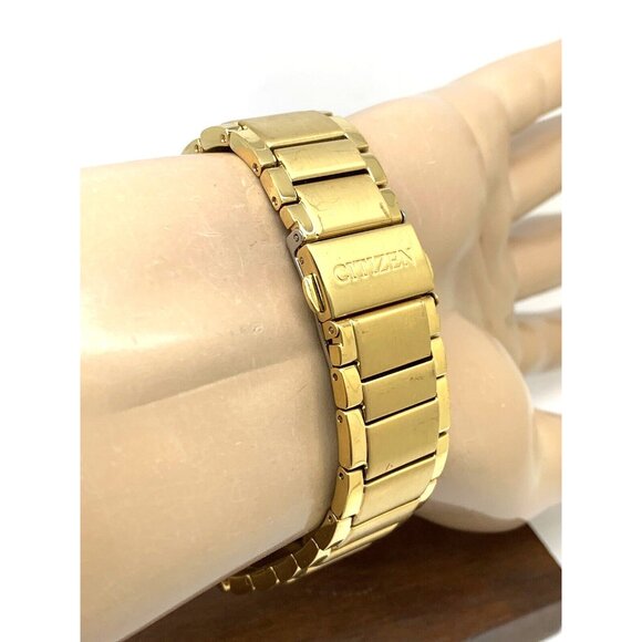 Citizen Men's Watch AU1062-56G Eco Drive Diamond Accent Black Dial Gold Steel - Picture 9 of 13